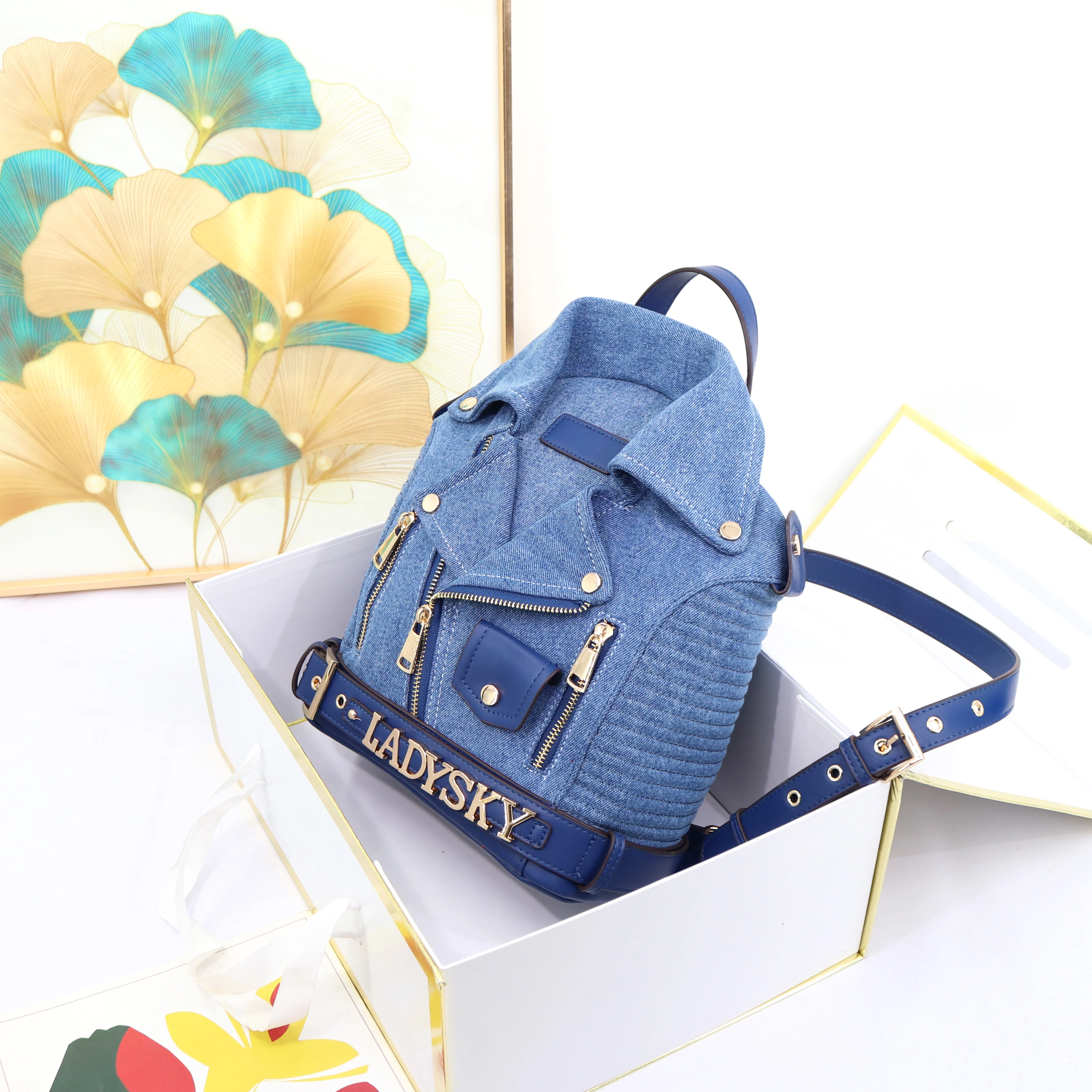 

Ladysky Top Product Fashion Unique Collar Ladies Backpack for Girls Top Selling Quality PU Women's Handbag Bag Factory 26 cm