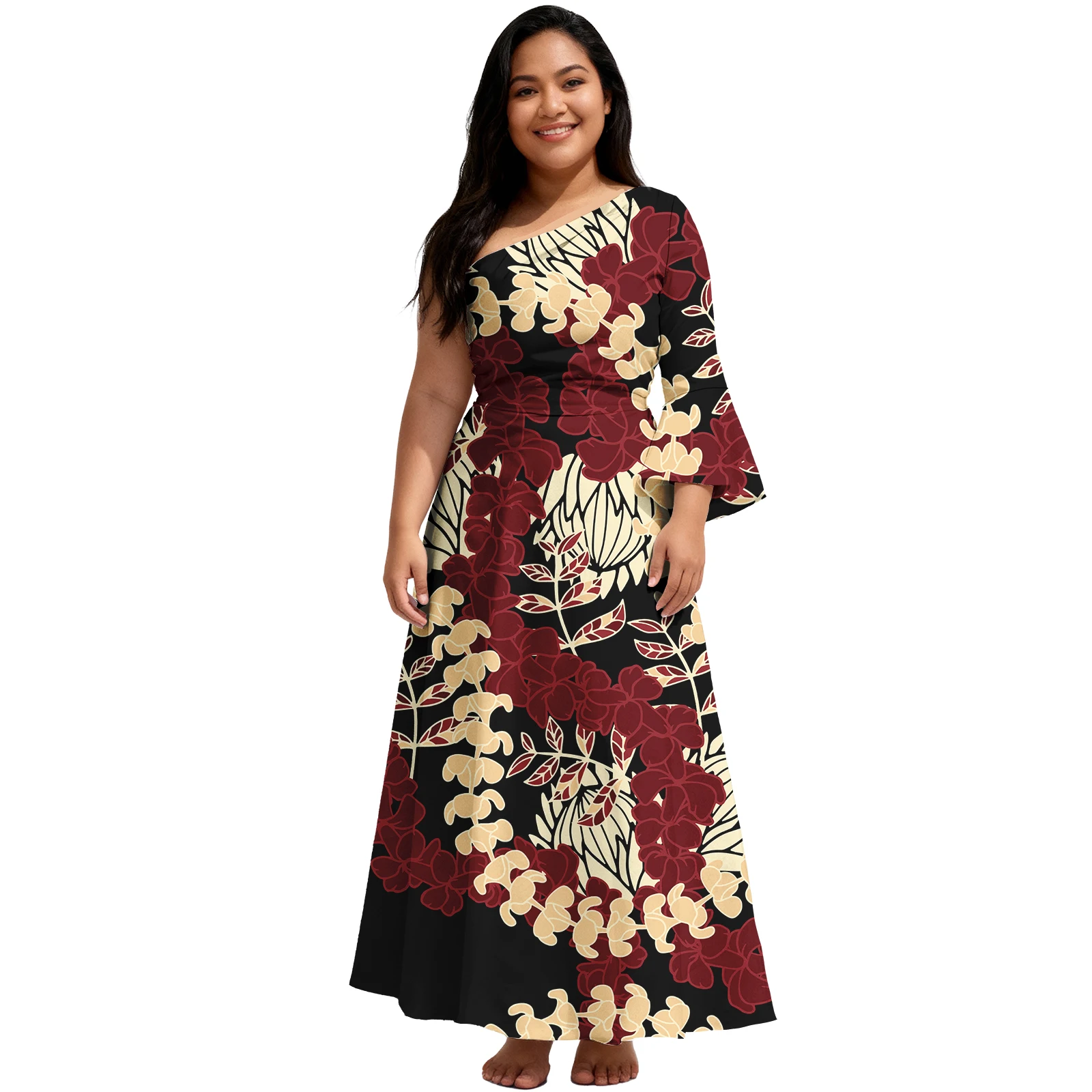 فستان للسيدات بتصميم جزيرة هاواي بشعار مخصص، ملابس ساموا الراقية كبيرة الحجم، فساتين نسائية أنيقة عصرية بولينيزية
