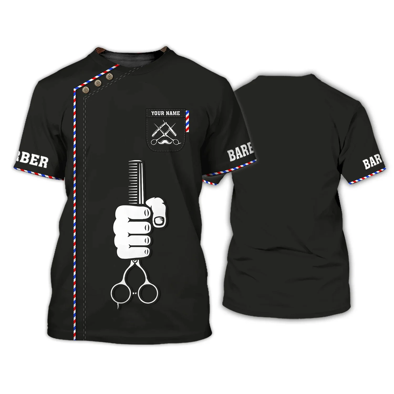 2023 Latest Summer Mens t shirt Barber Apparel Custom Barber Shop 3D Printed Unisex Tshirt street Casual sports T-shirt DW178