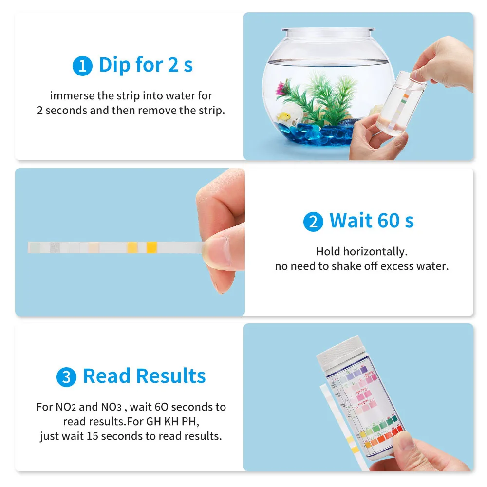 6-In-1 Water Quality Test Strips Fish Tank Ammonia Nitrogen Nitrite Test PH Hardness Multi-Function Test Strips