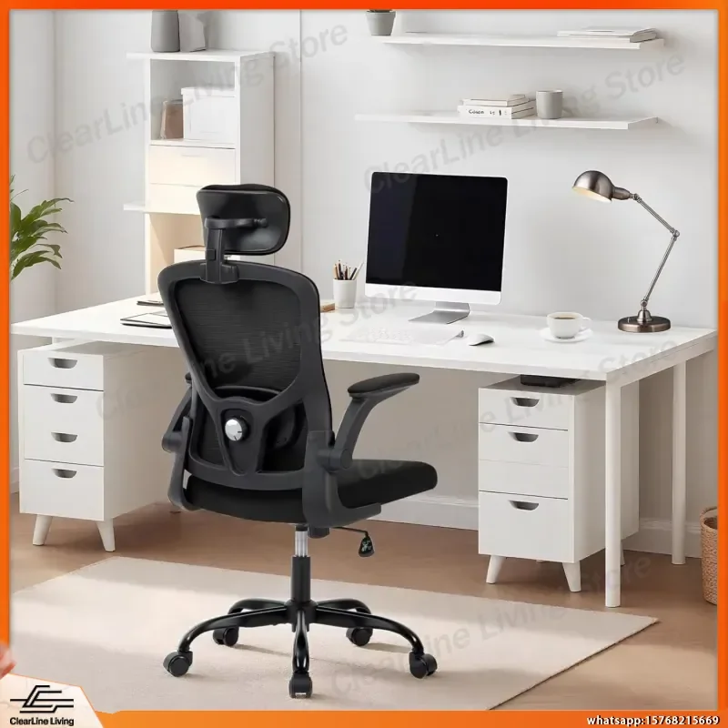 Ergonomic Office Chair High Back Mesh Computer Desk Chair with Adjustable Headrest Lumbar Support Seat Height Rotation 360