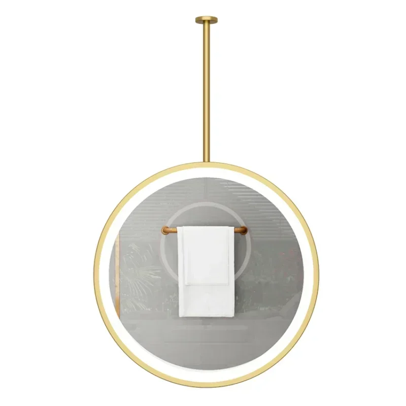 

Boom round mirror suspended hanging led smart mirrors B&B bathroom mirror hotel bathroom with light