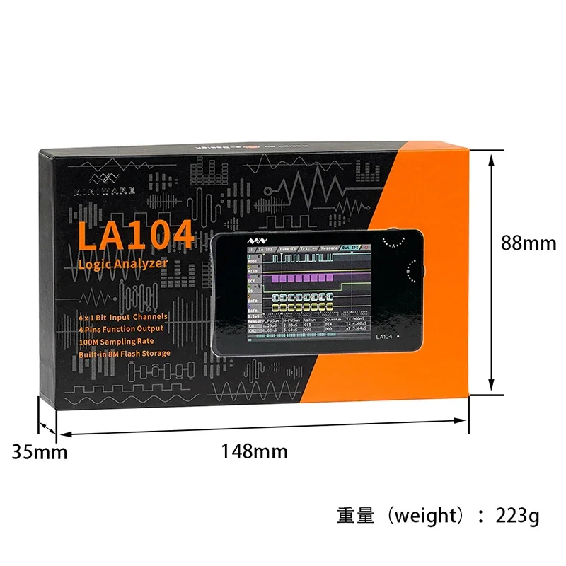 عرض ساخن لعام 2025 محلل منطقي LA104 عينات مساعد تصحيح الأخطاء بأربع قنوات تحليل بروتوكول 100 ميجا هرتز ومتاجر الإشارات الرقمية