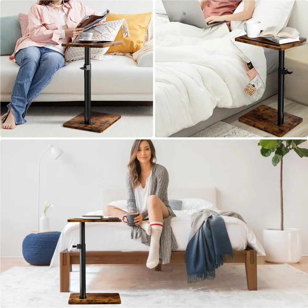 360° Swivel Adjustable Sofa Armrest Tray Table with Tablet Slot for Small Spaces, Bed or Chair