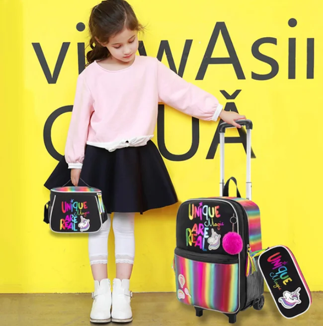 School Wheeled backpack Bag School bag with wheels Trolley Satchel bag Kids School Rolling backpack for girls School Trolley Bag