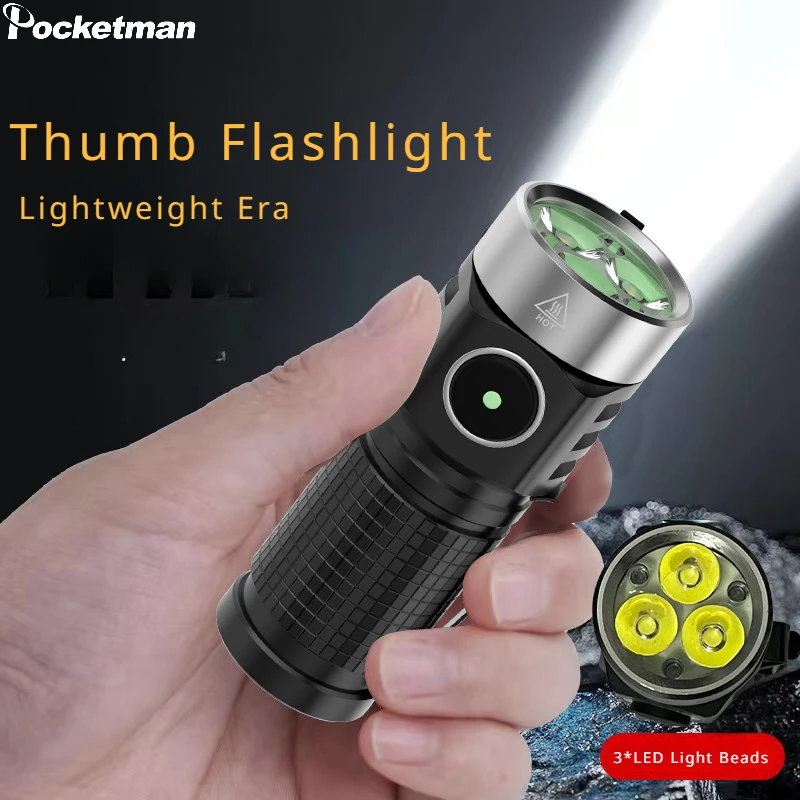 Multi-Function Strong Light Long Range Mini Portable Flashlight Thumb Flashlight Outdoor Work Light Cap Clamp Light