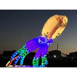 18m LED octopus Malaosi MLS 30D Ripstop Polyest Show kite soft kite big inflatable kite night flying kites with lights for adult