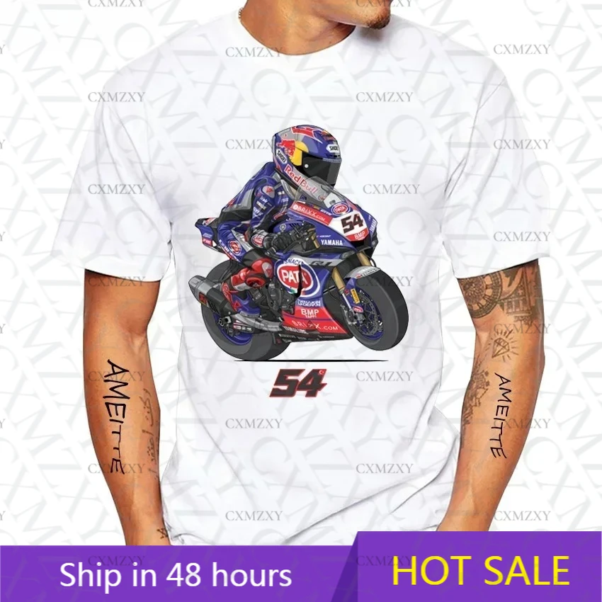 

Toprak Razgatlioglu Number 54 GP Racing T-Shirt New Men Short Sleeve Boy Adventure Sport Casual White Tops Motorcycle Rider Tees