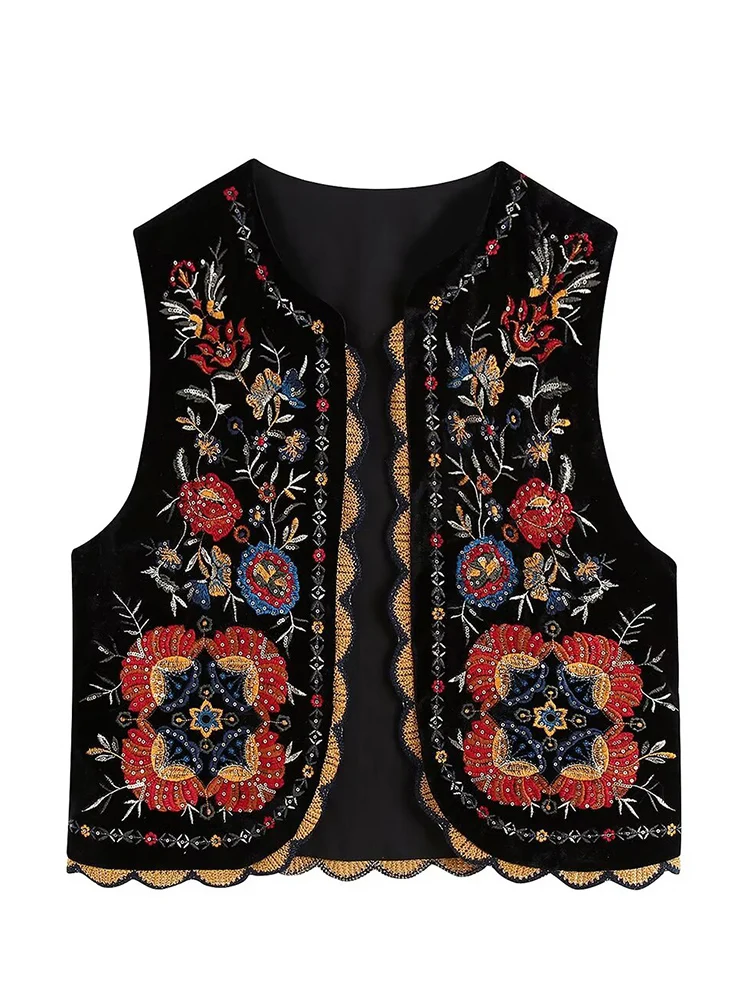 سترة نسائية مطرزة بالزهور من HH سترة صيفية غير رسمية عتيقة Y2k سترة صدرية نسائية أنيقة فضفاضة ملابس خارجية #1