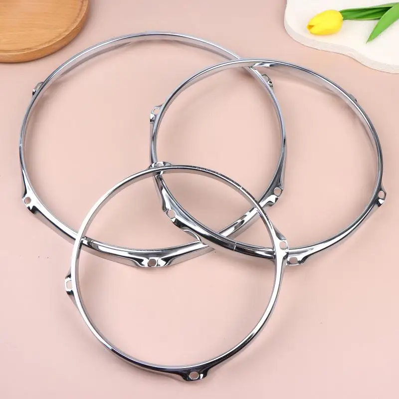 * 8/10/12Inch Heavy Duty Rim Guard Drum Hoop Rim Protector Hoop Silencers Snare Drum Hoops Replacement Silver-plated Iron Frame