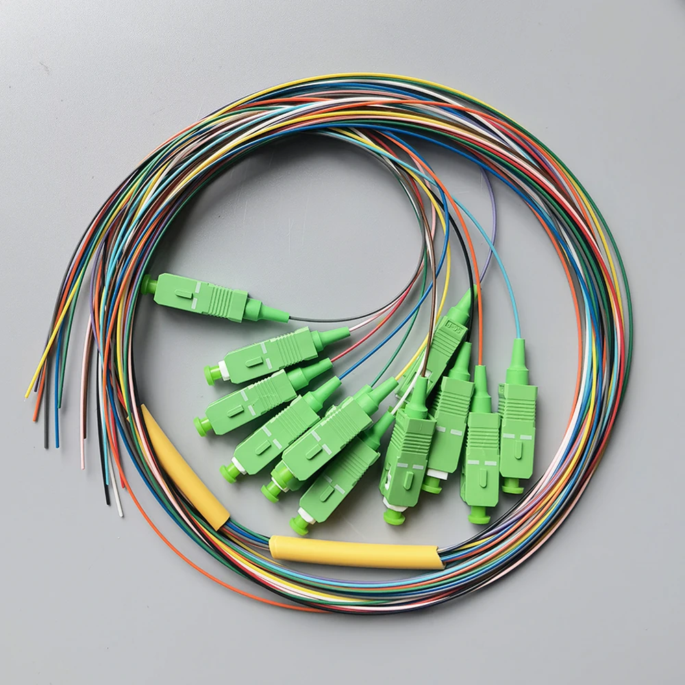 Optical Fiber Pigtail SC/APC 12 Colors Fiber Optic Pigtail 0.9mm Single Mode 1.5M Pigtail Fiber Jumper