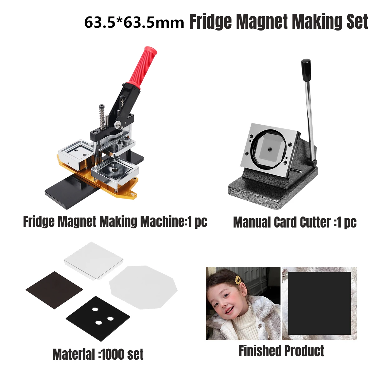2.5 Inch Square Badge Maker Machine New Condition Manual Button Making Machines for Restaurant Plastic Material Magnet
