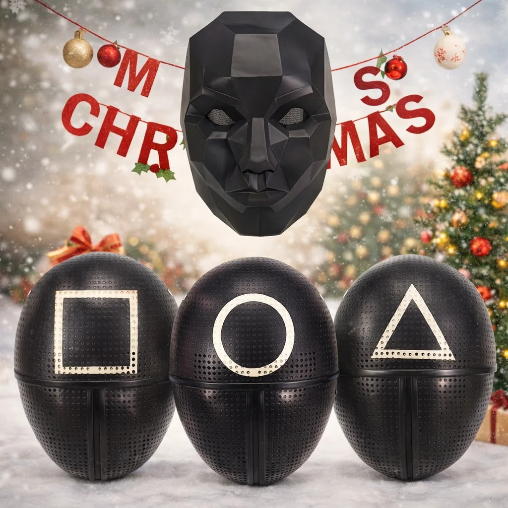 

Футуристическая геометрическая полнолицевая маска с регулируемым дизайном в виде круга, квадрата и треугольника, механический респиратор для вечеринки на Хэллоуин