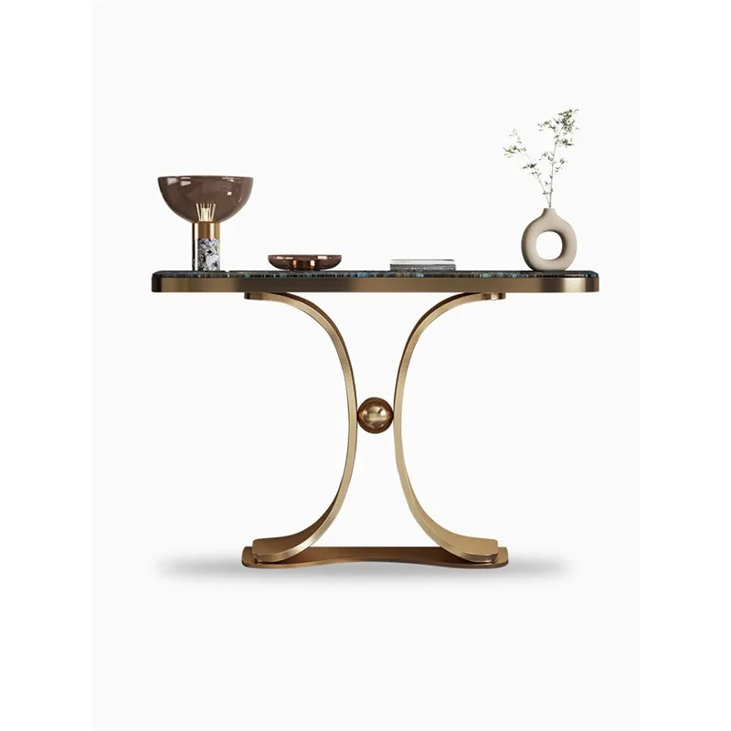 against the wall Entrance cabinet Modern light luxury foyer Luxury stone end view table Shelf entrance entrance table