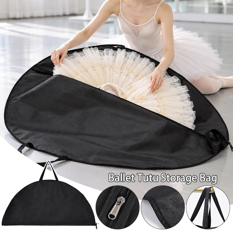 Ballet Tutu Skirt Special Storage Bag Black Zipper Handbag for Performance Dance Tutu Skirts Protective Waterproof Outer Layer