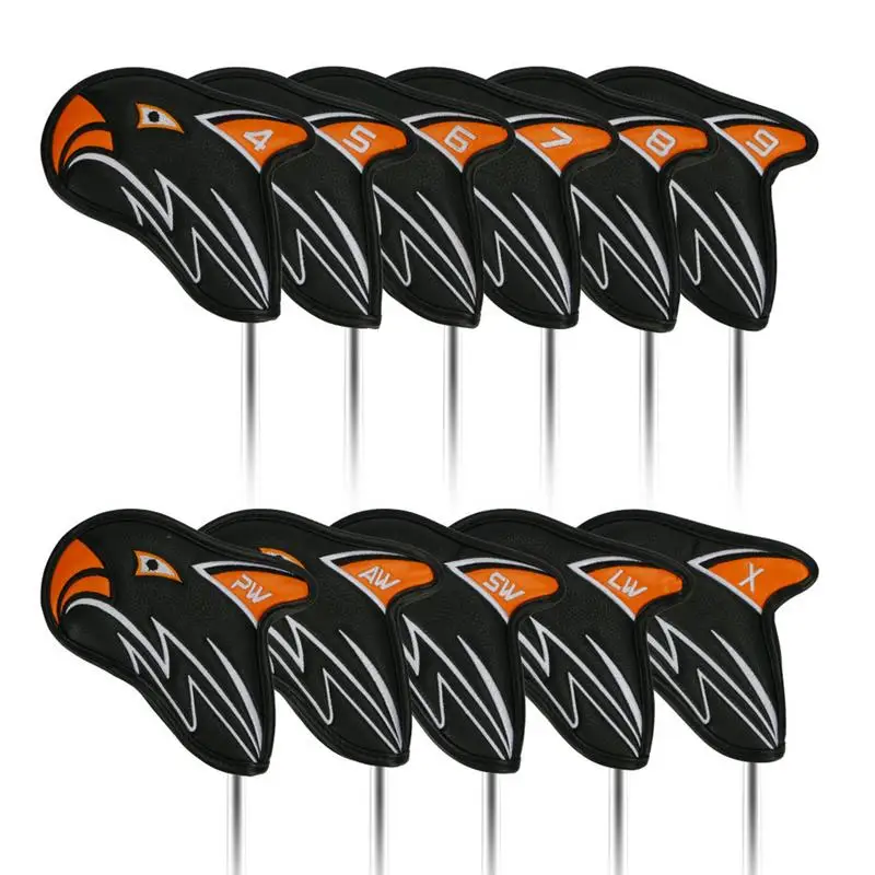 

Iron Covers For Golf Clubs PU Golf Hybrid Headcover 11pcs Club Head Covers Waterproof Golf Protective Head Cover With Number