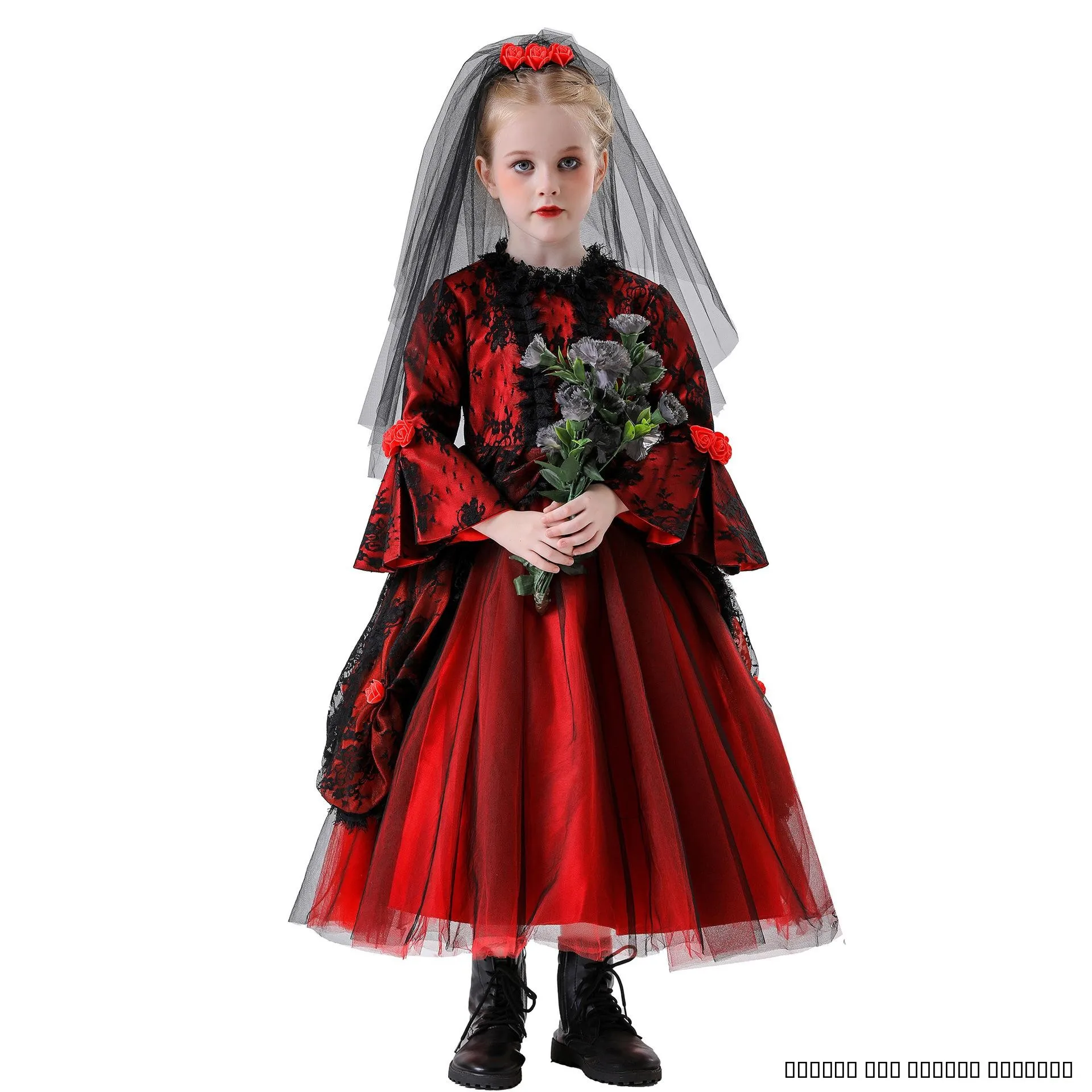 

Костюм принцессы-ведьмы на Хэллоуин для детей, 20-50 см, для девочек, дизайн «Призрачная невеста», для сценических выступлений