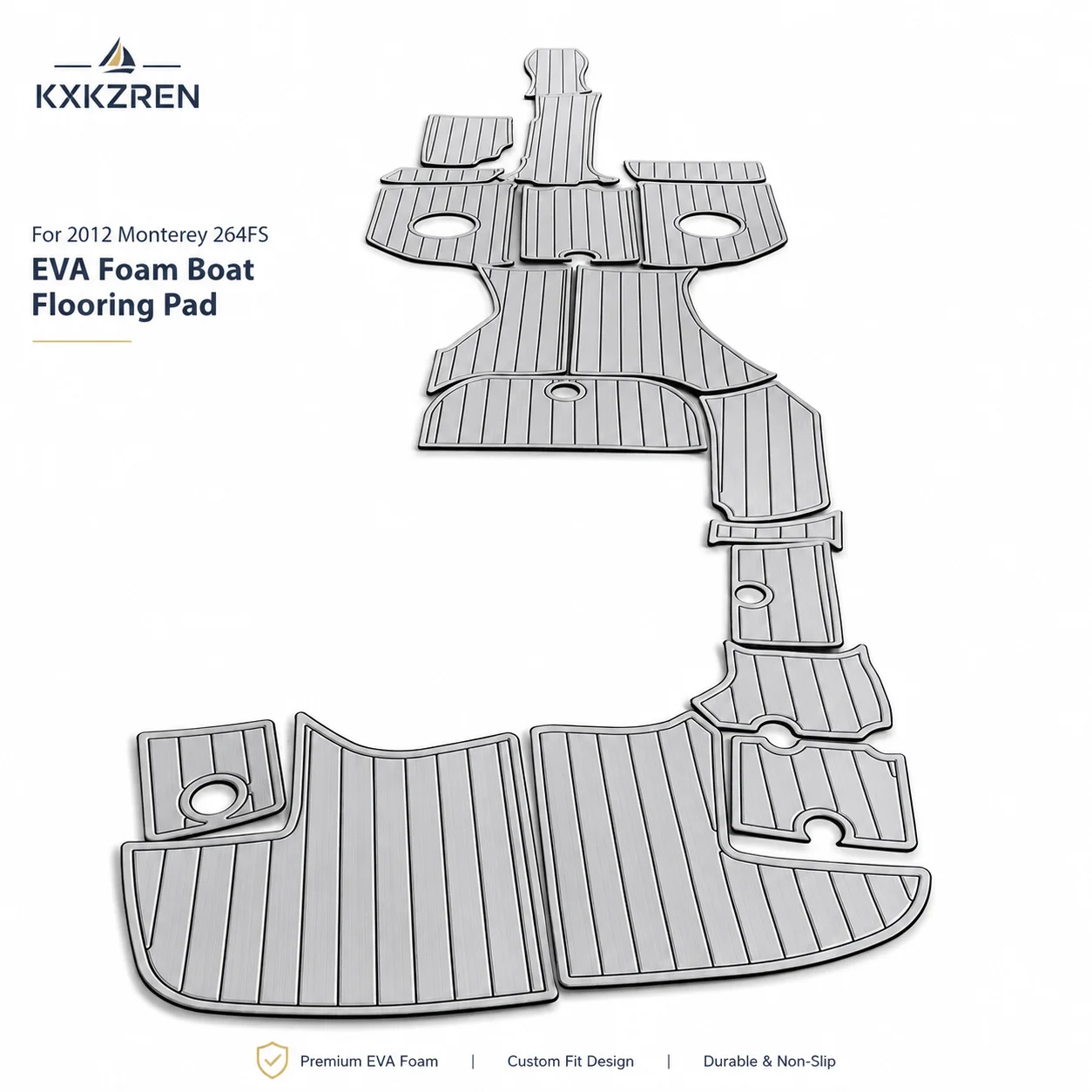 KXKZREN Marine Deck Covering Kit Compatible with 2012 Monterey 264FS EVA Foam Non Slip Cockpit Swim Platform Boat Flooring Mats