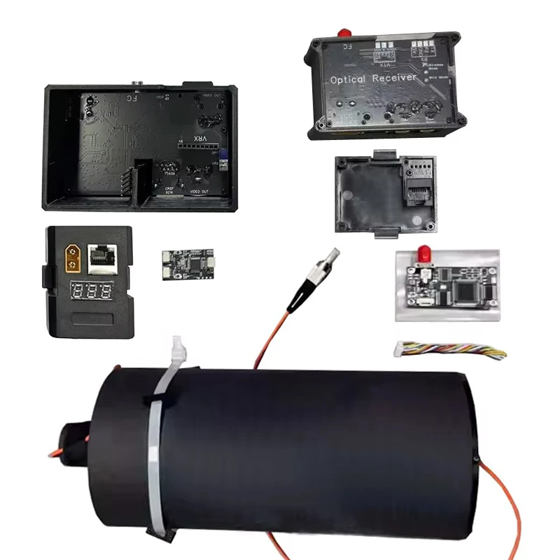 

Drone Fiber Optic Drum Dia 0.3mm 2KM Cable with TX/RX Module Anti-Jamming Communication for Pipeline Inspection/Emergency Rescue