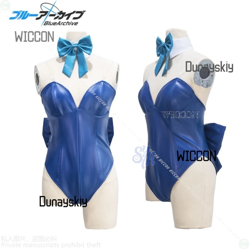 لعبة الأزرق الأرشيف تأثيري اسوما توكي أنيمي زي مثير الأرنب الفتيات جيراي كي البدلة Kawaii الأزرق بذلة القوس كوسبفريه حفلة الهالوين