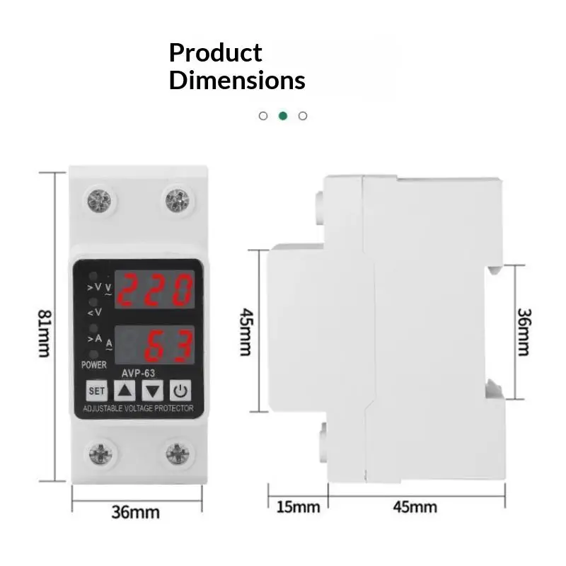DIN Rail Over Under Voltage Protector 40A 63A Digital Display Over Current Limiter for Home Electrical System
