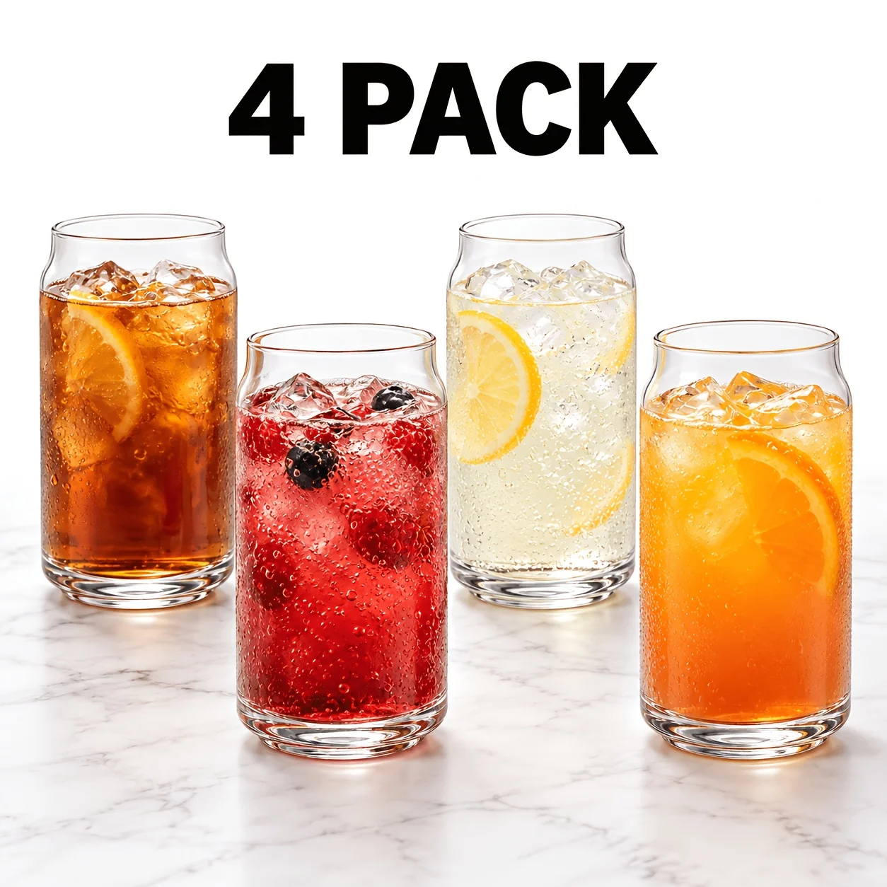 2-piece 4-pack beverage cola glass cup, 490ml/, Mason jar coffee cup, beer can, suitable for cocktails, whiskey, milk, juic