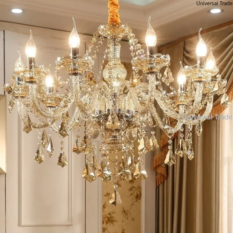 Luxury Crystal Chandelier Modern LED Cognac Hanging Lamp For Bedroom  Hotel Villa Decor Nordic Dining Table Haning Light