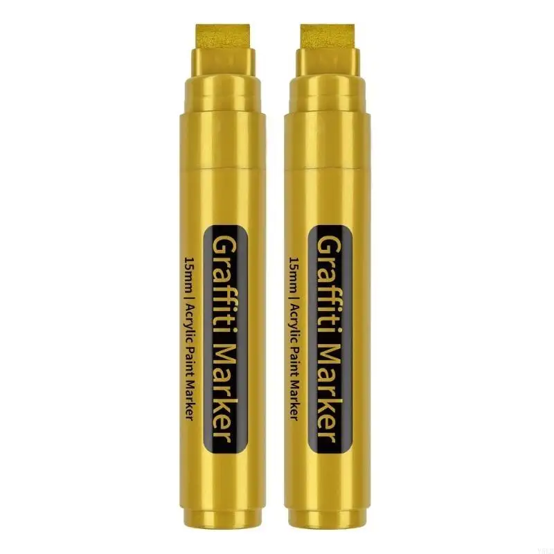 

Y5LB Professional Graffiti Marker Paint Marker with 15mm Art Crafting Supplies for Home and Office Use Gold