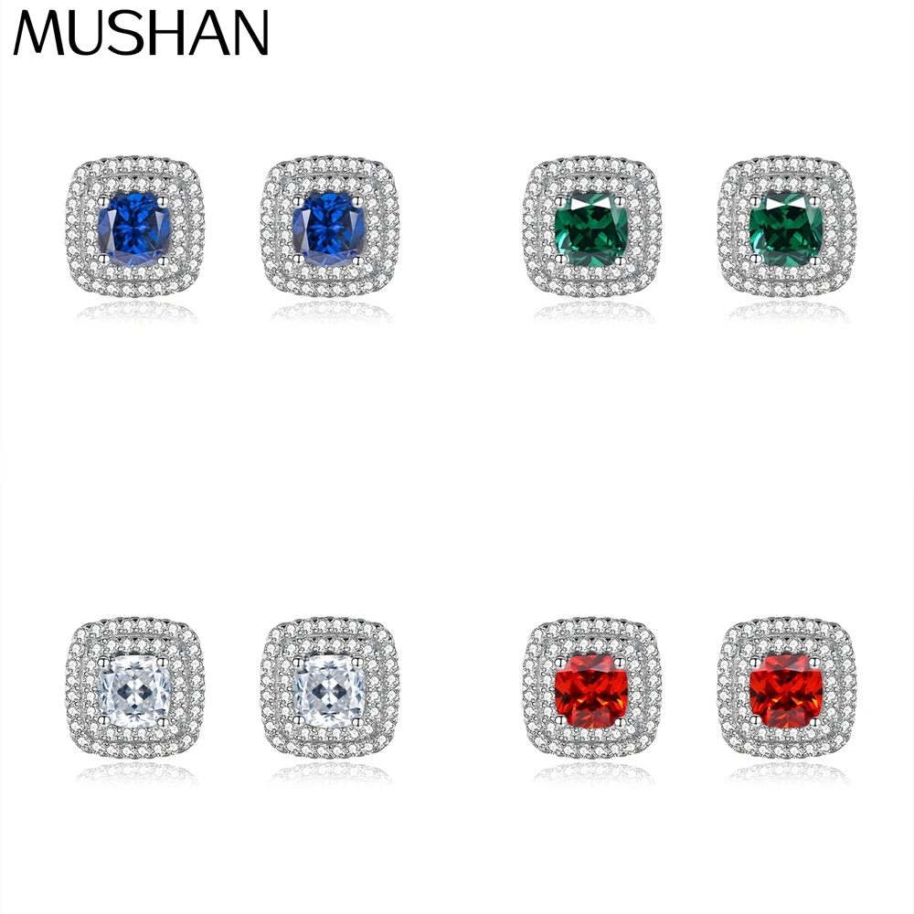 MuShan Jewelry 925 Sterling Silver Stud Earrings Dangle HCD Gemstones Romantic Statement Jewelry Women Earring Fine Jewelry