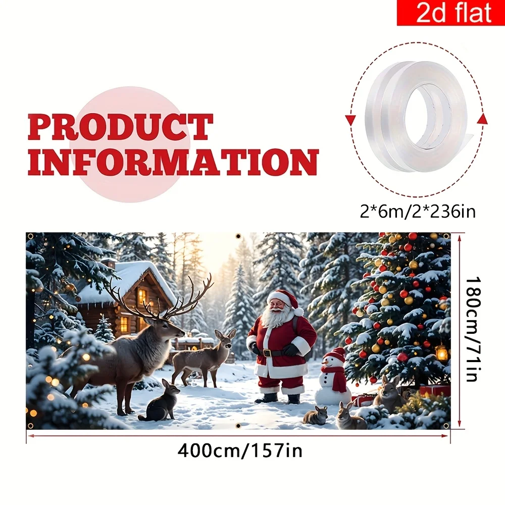 1 قطعة 2D باب العلم 2D شقة، حية سانتا كلوز وعلم باب عيد الميلاد الرنة، زينة عيد الميلاد