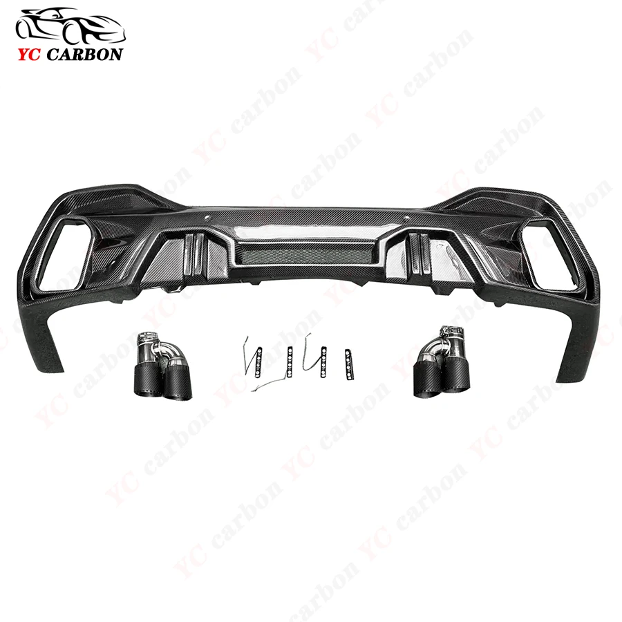 For BMW X6 Series G06 2019-2023 High quality Carbon Fiber With lights Rear Lip Diffuser Back Bumper Spoiler Separator Body Kit