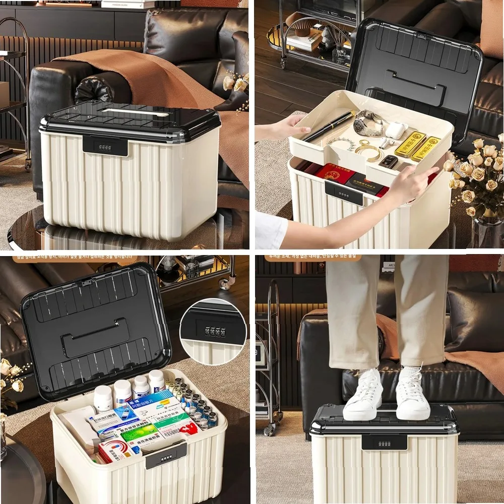 

Password-Protected Portable Lock Box for Home Use, Document & File Organizer, Privacy Medicine Storage Case