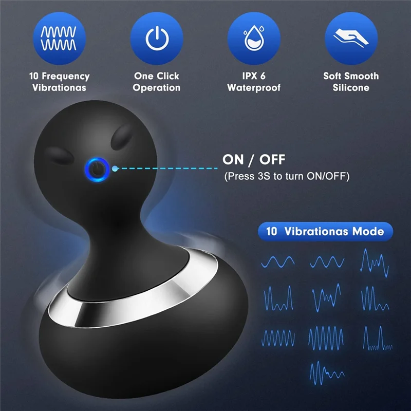 Cordless Electric Massager, 10 Modes Powerful Vibration Gourd Vibrator, Rechargeable Handheld Neck Massager