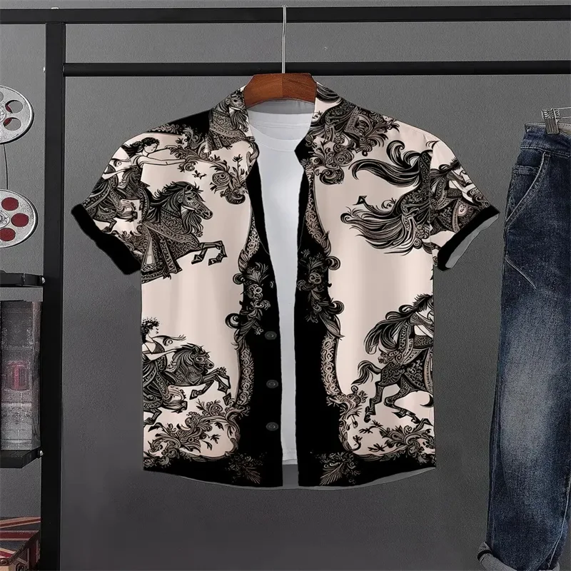 

2026 Cuban collar trendy printed shirt, men's and women's short sleeved shirt, fashionable and comfortable, casual gift