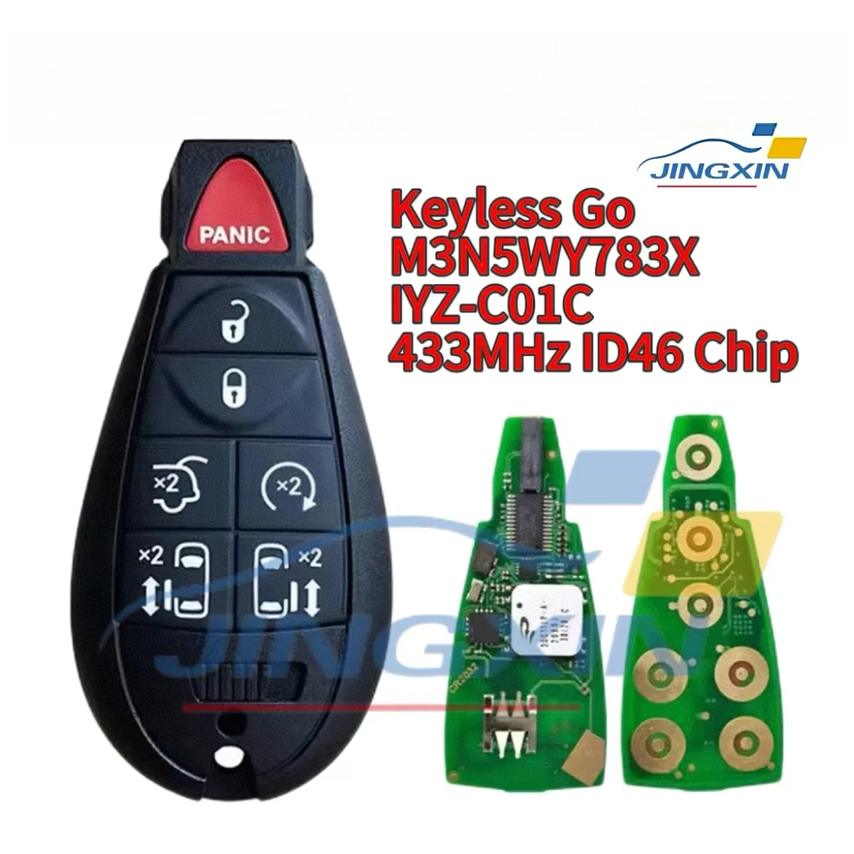 JINGXIN Car Remote Key For Chrysler Town Country For Jeep For Dodge M3N5WY783X/IYZ-C01C ID46 Chip 433MHz Keyless Card Car Key