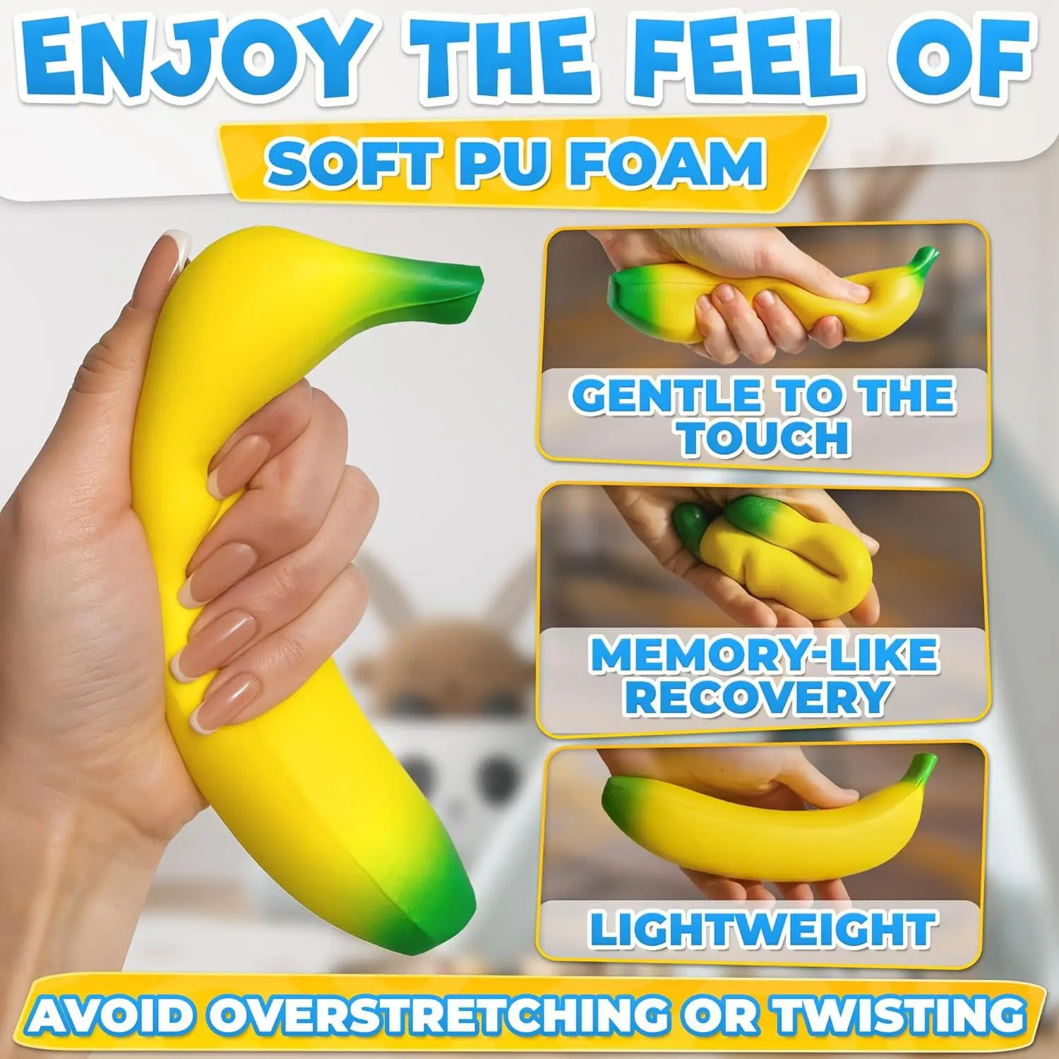 

Giant Banana Squishy Toy Slow Rebound Squeeze Toy Stress Relief Fidget Toy Cute Home Desktop Decoration Gift for Kids Adults