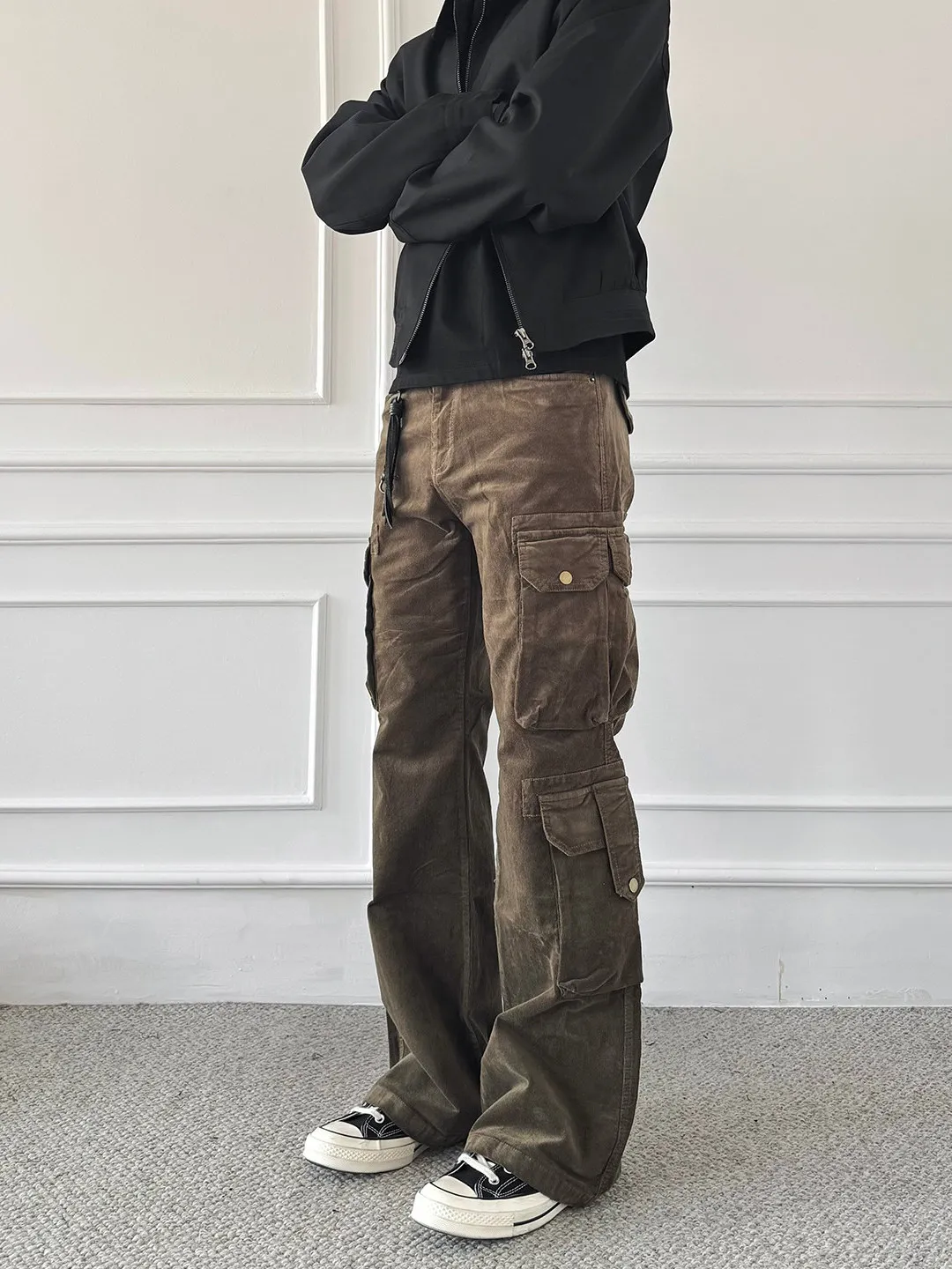 

Мужские повседневные брюки из вельвета в американском ретро-стиле, свободного кроя, прямые, с множеством карманов, для работы и на каждый день, удобные, свободные, комфортные