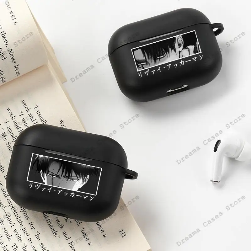Attack on Titan Earphone Case for Airpods 3 2 1 Soft Black Wirless Bluetooth Headphone Cover Shingeki No Kyojin Anime Cases