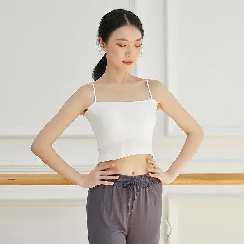 ダンス衣装ベスト女性のバレエモダンナショナルクラシックダンス練習スーツトップサスペンダーボディスーツ胸パッド付き