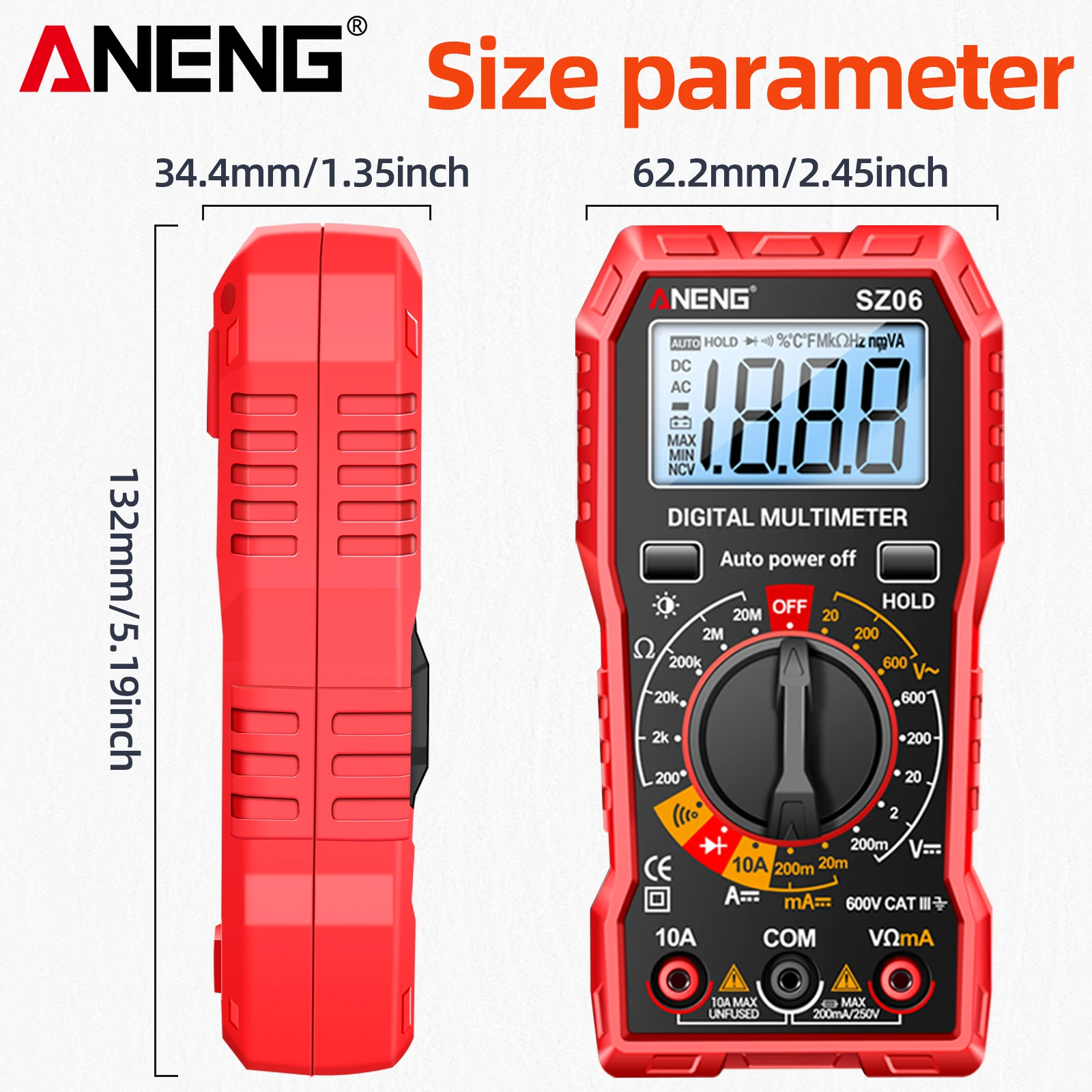 Penguji Multimeter Profesional SZ06 Digital Cerdas Mini Tegangan AC/DC Multimetro DC Dioda Arus Lampu Latar Penguji Layar Juga