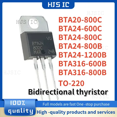 10 Uds nuevo BTA20 BTA20-800C BTA24 BTA24-600C BTA24-800B BTA24-800C BTA24-1200B BTA316 BTA316-600B BTA316-800B TO-220