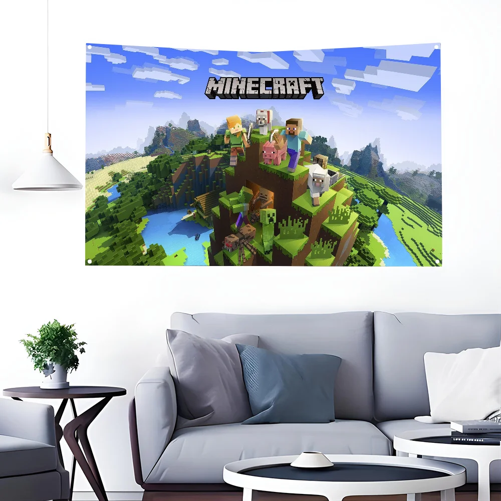 1PC M-Minecraft Flag Workshop Flags Room Decor Flag Outdoor Decorations Flags For Rooms Four Hole Flag