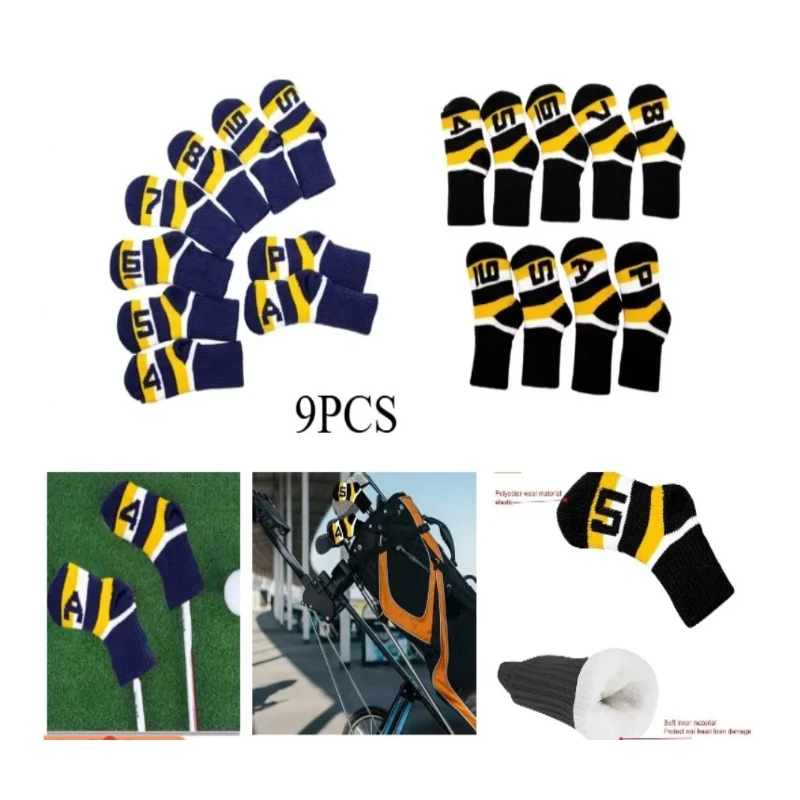 

Стильные головные уборы для гольф-клуба из 9 предметов с номерами, мягкие, устойчивые к царапинам и прочные, подходят для всех клюшек для гольфа