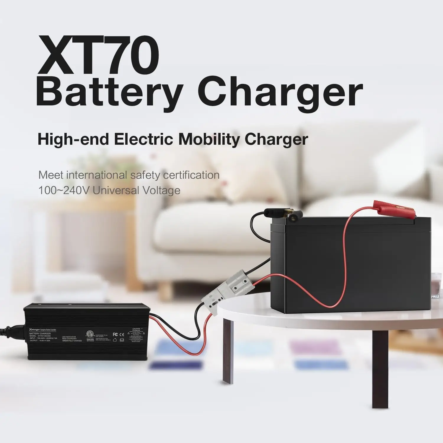 Xietongpo 12V 20A LiFePO4 Battery Charger 14.6V LiFePO4 Charger and Maintainer for 4S 12V (12.8V) Deep Cycle Lipo Lithium Iron Phosphate Rechargeable Batteries of RV Car Boat