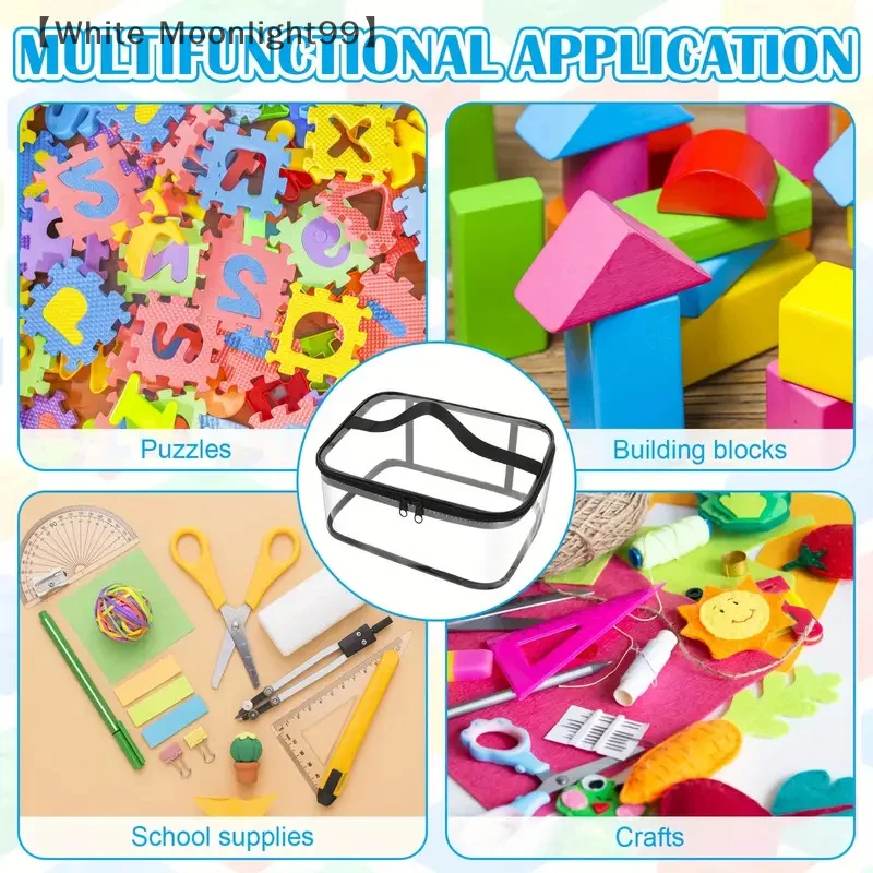 〔White〕Large Capacity Transparent Mesh Zipper Toy Storage Bag Puzzle  Block Organizer Ideal For Toy & Building Block Storage