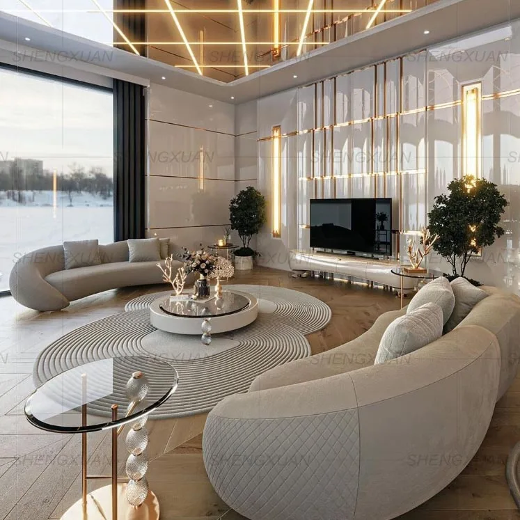 Luxury Design European Style Quality Velvet Fabric Designer Sofa Set Living Room Furniture Genuine Real Leather Sofa Chair