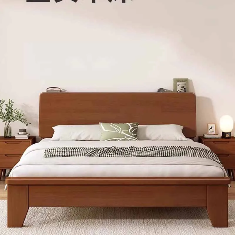 

High End Bedroom Double Bed European Waterproof Wooden Modern Twin Beds Queen Luxury Headboard Camas De Dormitorio Furniture