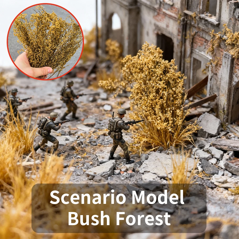 Materiały do dioramy Miniaturowa wojskowa roślina terenowa symulująca krajobraz Krzewy Rośliny do samodzielnego tworzenia modeli/krajobrazów/urodzynowych modeli kolejowych 1 pudełko