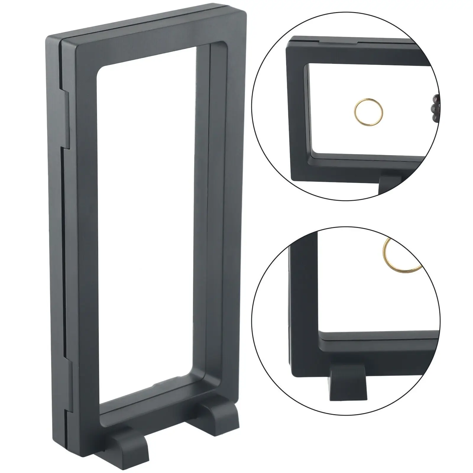 2 قطعة ثلاثية الأبعاد تأثير عملة مجوهرات ميداليات طوابع دبابيس إطار عرض حامل الصندوق مع حامل أسود صندوق عرض فيلم البولي ايثيلين #5