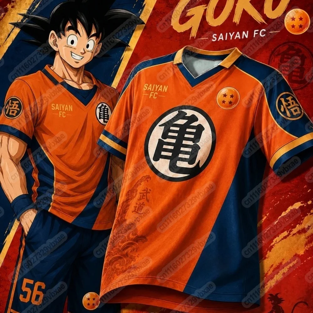 Polo de Negocios con Cuello y Manga Corta de Dragon Ball Goku Negro y Rojo 2026, Camiseta de Hombre, Jersey Deportivo Oversize, Combinación Familiar